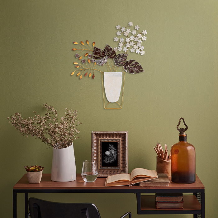 Wallity Flowers in Pots - Escultura de pared de metal multicolor